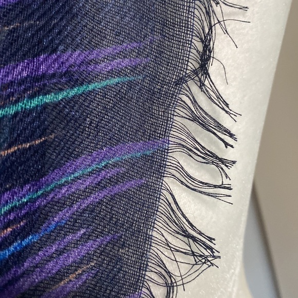 Multicolor Colorful Blue Black Stripe Bohemian Infinity Scarf - Picture 11 of 14